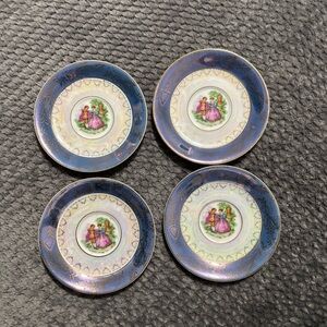 Vintage Royal Sealy lusterware Saucers, Purple/Blue Iridescent Finish Set of 4